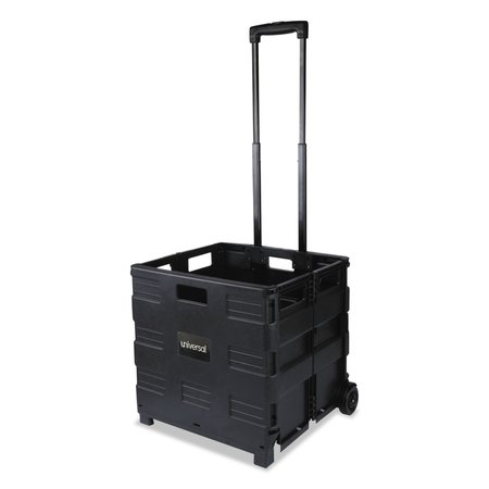 UNIVERSAL Collapsible Mobile Storage Crate, 18.25 x 15 x 18.25 to 39 3/8, Black UNV14110